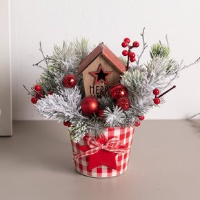 LED 우드레드별하우스체크스타화분set 25cm_P 장식