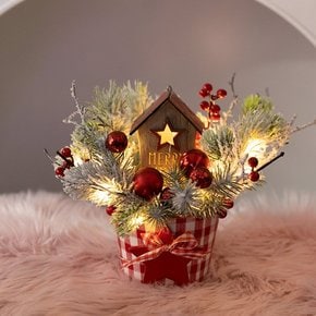 LED 우드레드별하우스체크스타화분set 25cm_P 장식