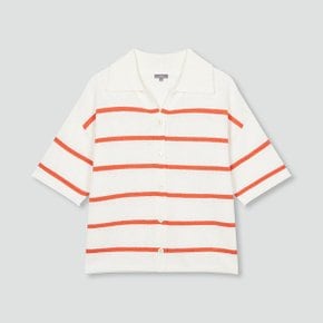 여 부클 스트라이프 카라 가디건 J115204101032