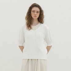 Boucle V-Neck Knit_WHITE