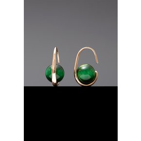 Green TigerEyes Oval Hoop Earrings