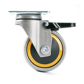 캐스터 100MM(그레이) 스토퍼 무소음 우레탄 고중량 바퀴 카트