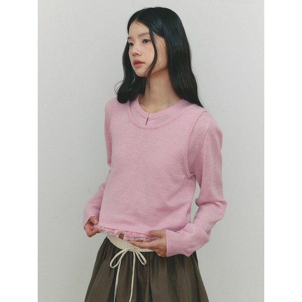 FRILLY WOOL SLEEVELESS KNIT(PK)