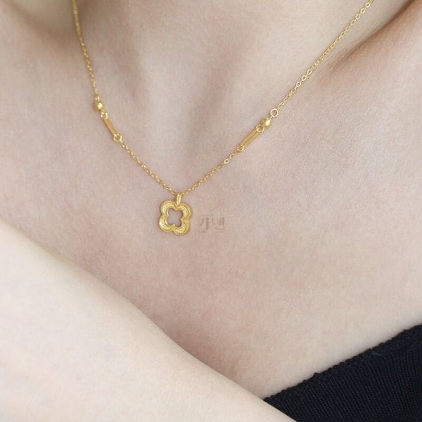 [가앤] 24k순금 꽃 볼 클립 목걸이3.75g