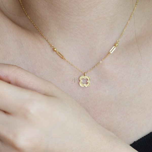 [가앤] 24k순금 꽃 볼 클립 목걸이3.75g