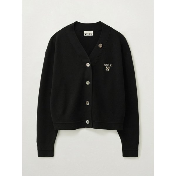 (W) 에센셜 파로 크롭 가디건_블랙