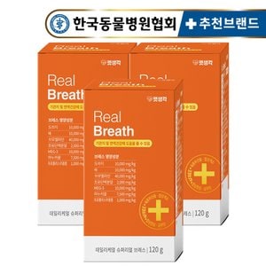 펫생각 강아지 기침 기관지 협착증 영양제 120g 60정 3박스 데일리케얼 리얼브레스 배도라지 프로폴리스