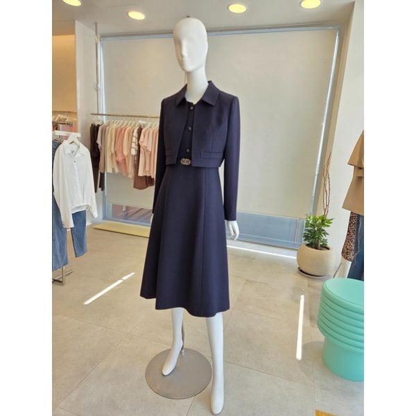 [여주점] [더 아이잗] 여성 싱글 칼라 트윌 A라인 원피스 +재킷세트 (IS2A0OP071)