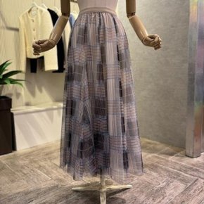AOZ1HS37C 패턴 시스루 롱 스커트