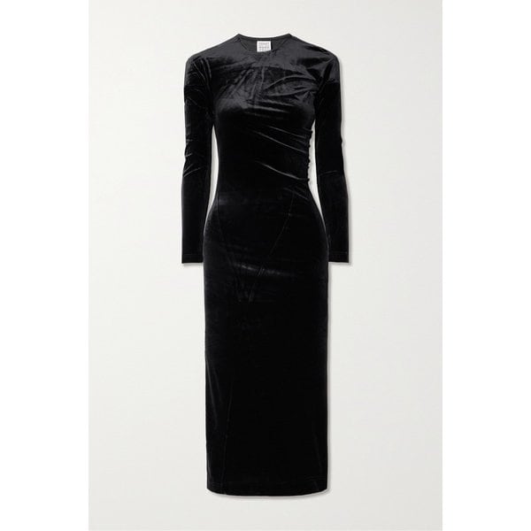 개더 스트레치 벨벳 미디 원피스 1647597321552698