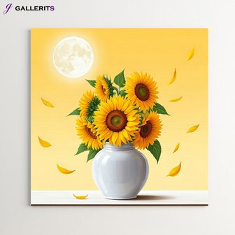 GALLERITS 해바라기 달항아리 그림 생기 꽃 액자 거실 풍수 가게오픈선물