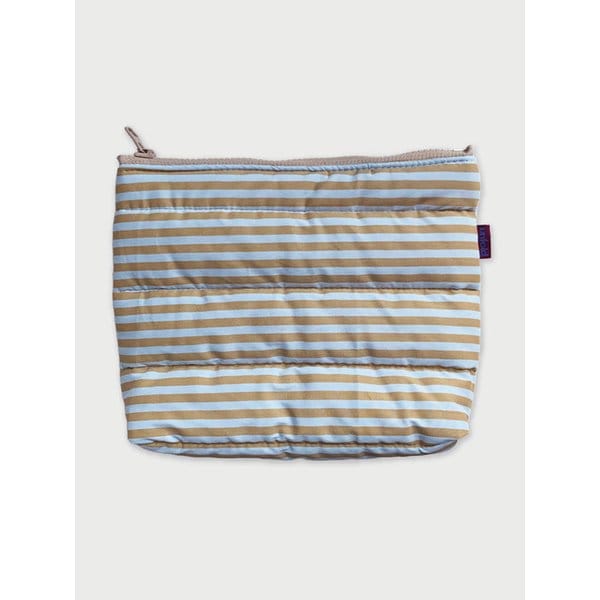 Stripe padded pouch (blue-mocha)