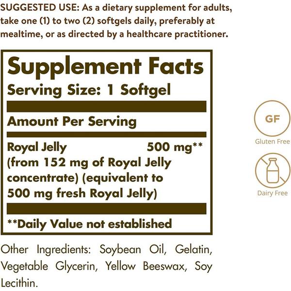 해외배송 Solgar 솔가 로얄젤리 로열제리 500mg 60소프트젤 Royal Jelly