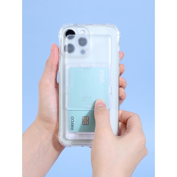 핸드폰 부착형 슬라이더 카드 수납 케이스_매트클리어