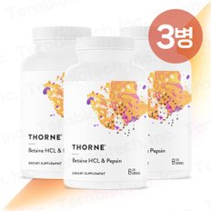 [무료배송] Thorne 쏜리서치 쏜땡땡 Betaine HCL&Pepsin 베타인 HCL&펩신 225캡슐 3병