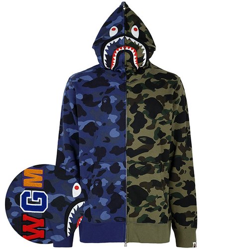 26SS 네이비 스플릿 카모 샤크 후드 집업 자켓 001ZPM301005M NAVY
