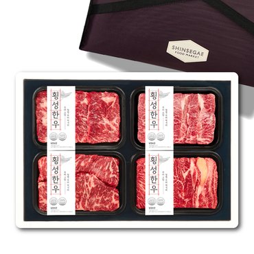 온세담 [9/22일 순차출고][횡성한우] 명품로스구이 1등급세트1.6kg(꽃등심/채끝등심/부채살/업진살 각400g)_신세계보냉가방