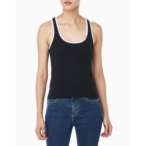 Calvin Klein Jeans 여성 칼라 블라킹 트리밍 코튼 립 탱크(47D300G)