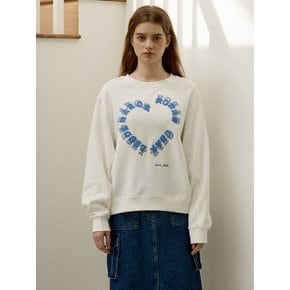 Heart lettering loose-fit sweat shirt_Ivory