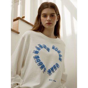 Heart lettering loose-fit sweat shirt_Ivory