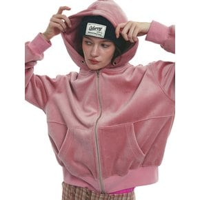 Velvet Hood Zip-up - Dusty Rose