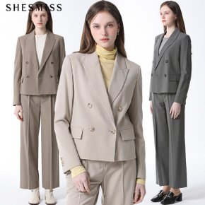 [쉬즈미스(SHESMISS)] 더블 버튼 피크드라펠 크롭 재킷 (택가격: 248000원)