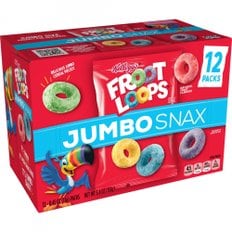 Froot  Loops  켈로그  Froot  Loops  Jumbo  Snax  시리얼  스낵  오리지널  160ml  12개