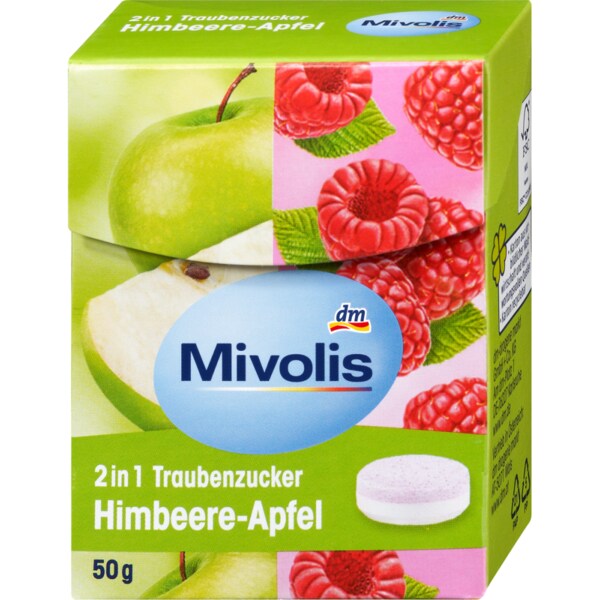 디엠 미볼리스 Mivolis 포도당 사탕 2in1 라즈베리 사과 50g