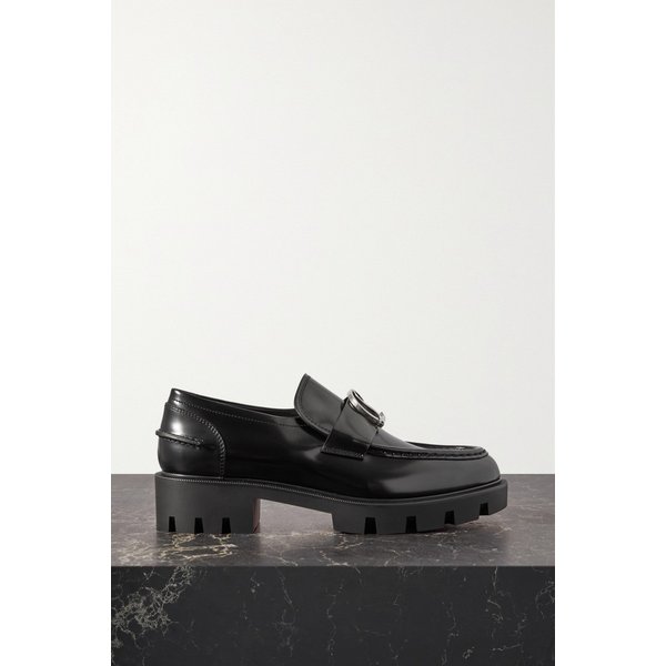 Cl Moc Lug Embellished Glossed-leather Loafers 블랙