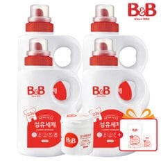 섬유세제 1500ml 용기형 4개입 +소다파우더 1입+증정품_J823