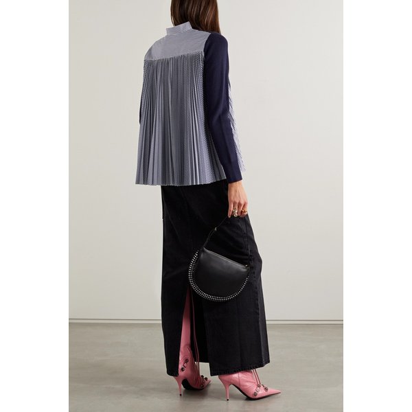 코튼 플리츠 스트라이프 포플린 가디건 네이비 1647597289528477