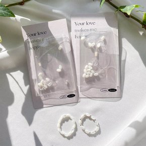 DIY 쌀알 자개 비즈 은볼 반지 만들기 키트 2옵션 DIY Oval Pearl Beads Ring Maker Kit 2 Options