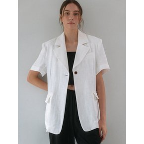 Line Half Short-Sleeved Jacket - White