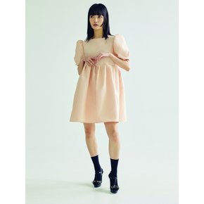 PUFF SLEEVE  MINI DRESS _ PEACH