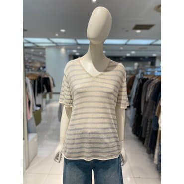 파프리카 스트라이프 반팔 니트/SK2KT501