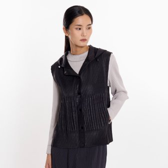 신세계라이브쇼핑 [플리츠미] 자가드 퀼팅 버튼 후드 베스트_PPVTW025002
