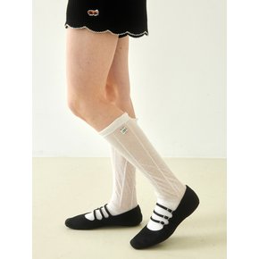 SEE THROUGH STRIPE BASIC MIDDLE KNEE SOCKS IVORY