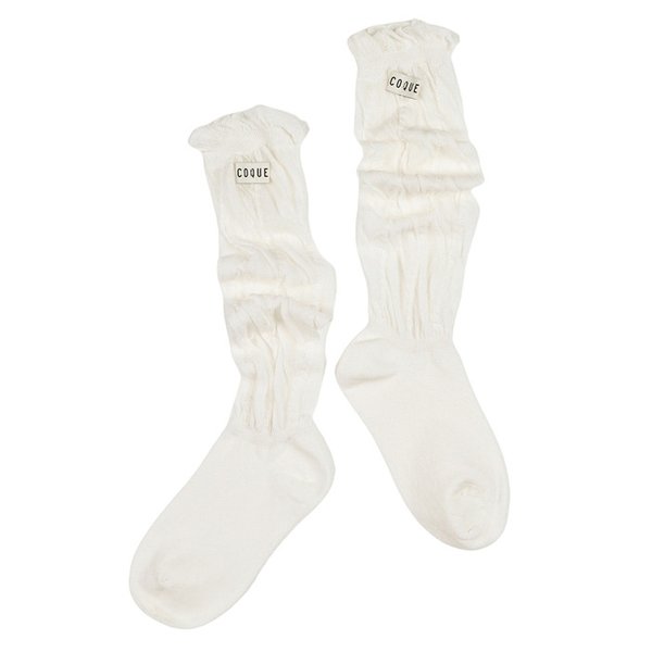 SEE THROUGH STRIPE BASIC MIDDLE KNEE SOCKS IVORY