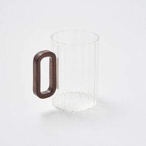 소울카페 우드핸들 플리츠 내열유리 손잡이잔 500ml