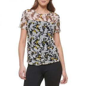 3909632 DKNY Short Sleeve Printed Mesh Top