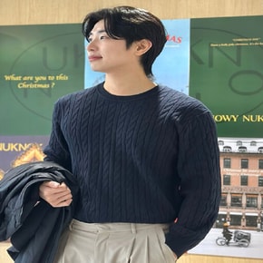 25S/S Premium 울 블렌디드 케이블 조직 라운드 니트 5종 택1 [ADF1ER1803]