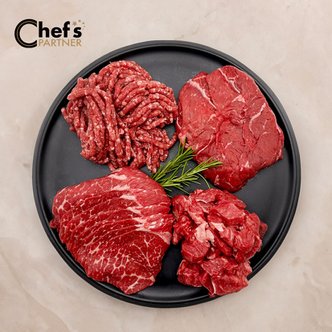 쉐프파트너 [냉장/호주산] 명절 상차림 한방 고기 세트 1.4kg(국거리+불고기+육전+다짐육)