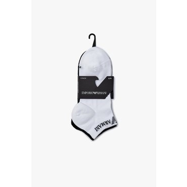 EMPORIO ARMANI 남성 로고 넥 스니커즈 삭스 3PACK (0814345001)