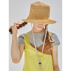 [단독]Tie raffia straw bucket hat