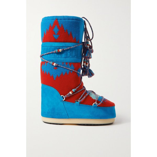 Moon Boot Embellished Wool-jacquard And Suede Snow Boots 레드 1647597284192082