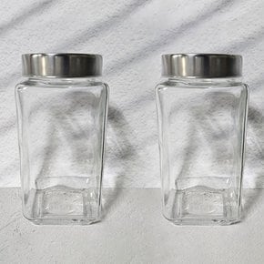 사각 유리병 밀폐용기 1000ml 2P 공병 보관 저장용기