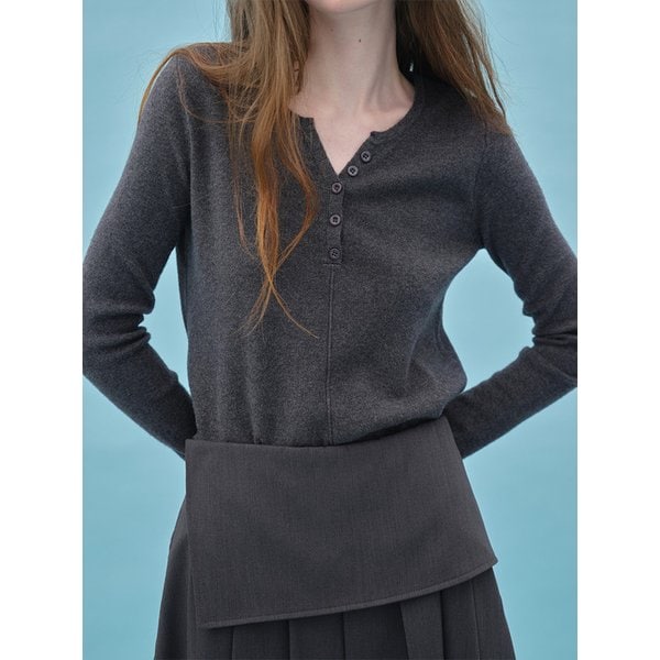 [리퍼브] 소프트 헨리넥 니트 CHARCOAL