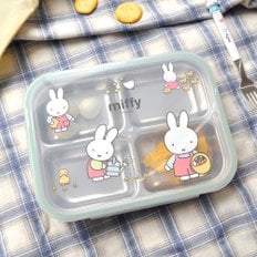 키친유 미피 캐릭터 어린이집 스텐304 4구 식판 토핑이유식 아기스텐식판 뚜껑있는 유아식판 4칸 도시락