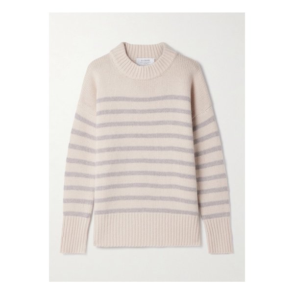 라 리뉴 마린 스트라이프 울 캐시미어 혼방 스웨터 크림 1647597354768193