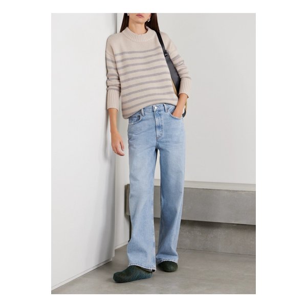 라 리뉴 마린 스트라이프 울 캐시미어 혼방 스웨터 크림 1647597354768193